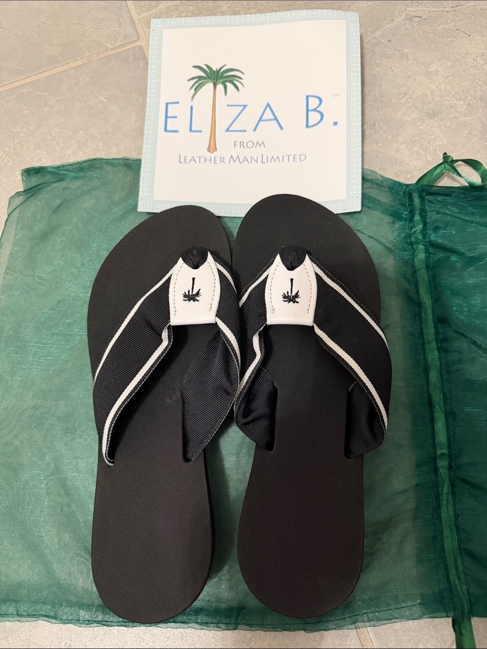 NEW Eliza B. black/white ribbon sandals. Sz 7.